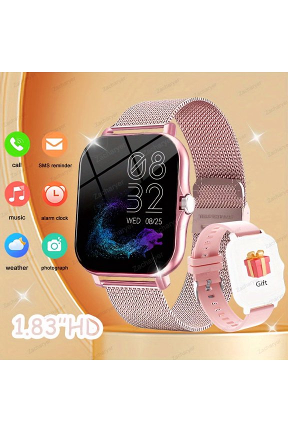New Full Touch Women Fashion Smart Watch, HD Display, Hands-free Bluetooth Calling, Built-in Music Player & Multi Sports Modes, Compatible with Android & iOS, Extra Watch Strap Included as Gift
