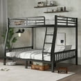 thumbnail image 1 of New Full XL Over Queen Metal Bunk Bed with Ladder and Slats Support for Adults Teens, Black, 1 of 8