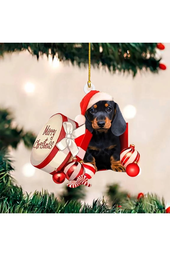New Funny Christmas Dog Pendant Decoration, Dog Lovers, Christmas Tree Ornament, Christmas Party Decoration Indoor Outdoor, Backpack Keychain Car Rearview Mirror Pendant Decor, Xmas Gift (F)