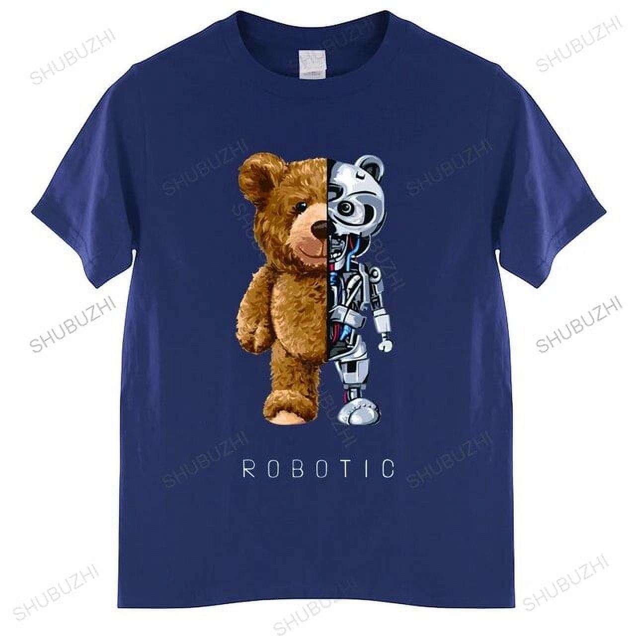 New Funny Teddy Bear Robot Tshirt Robotic Bear Shirt Casual Clothes Men ...