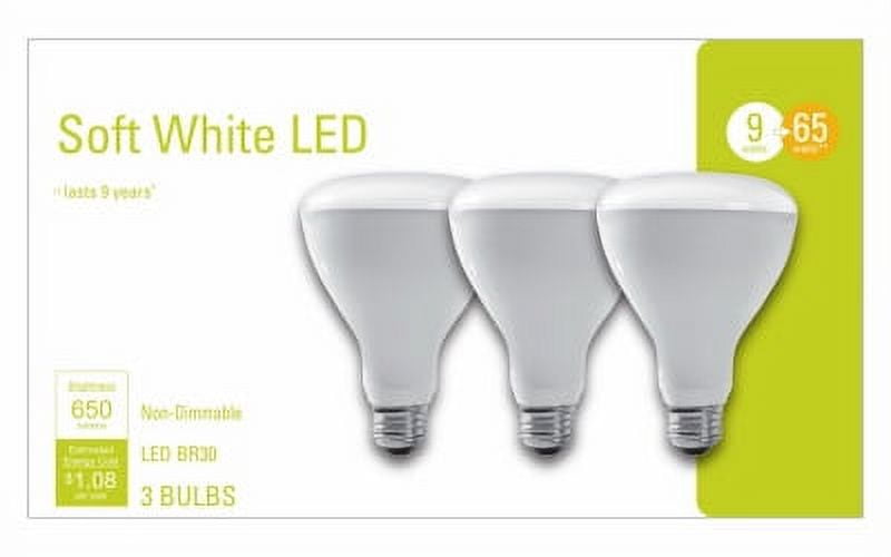New GE 3 Pack LED9BR30BCB3 9W Soft White Light Color Frosted Bulb Co
