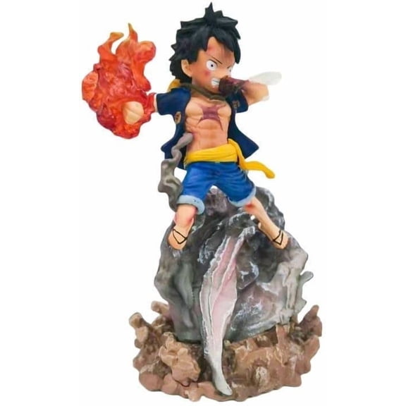 New GK Statue, Fire Fist Luffy Ornaments 12cm/4.7inch Luffy Q Version Anime Characters Collection Figurine Decoration Gifts