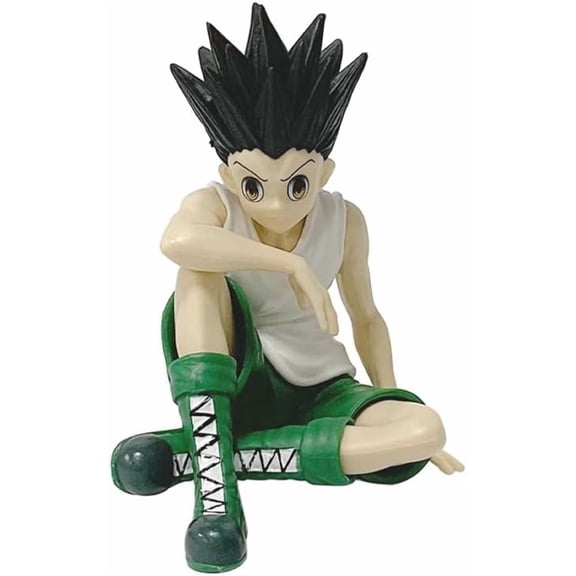New GON Freecss Figure, Killua ZAOLDYECK Figure, Sitting Action Figures 11cm/4.3inch Handmade PVC Statues Collectible Souvenirs for Anime Fans Gifts (b)