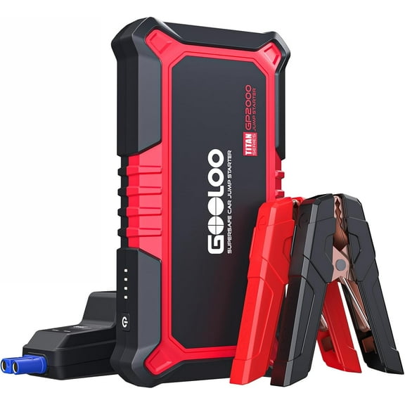 New GP2000 Jump Starter, 12V 2000A Car Jumper Starter(Up to 8.0L Gas, 6.0L Diesel Engines), SuperSafe Portable Battery Charger, Auto Lithium Box Booster Pack with USB Quick Charge, red
