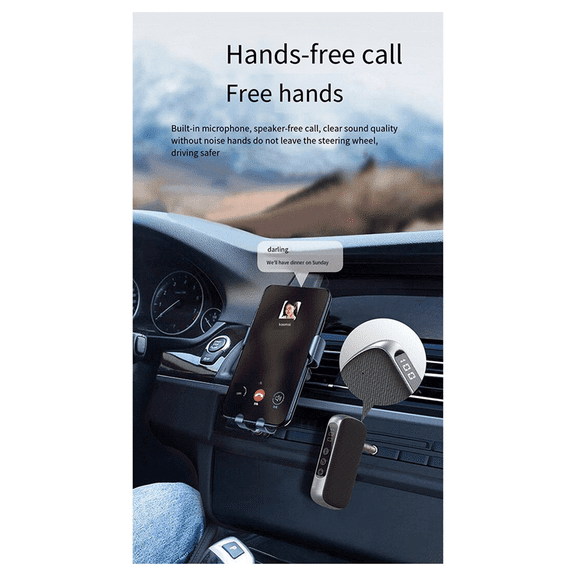 New GR11 Digital Display Car Bluetooth Transmitter and Receiver Two-In-One Car Bluetooth Audio Adapter,1 x Car Bluetooth audio adapter 1 x Data cable 1 x 3.5mm metal adapter,Gray