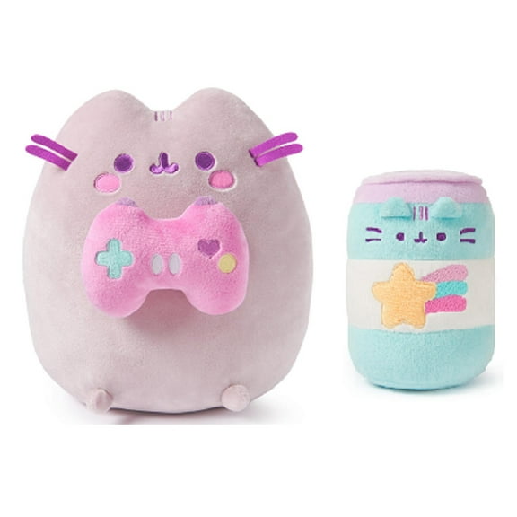 New GUND 9.5" Pusheen Gamer and 6" Pop Can Plush Bundle Officially Licensed