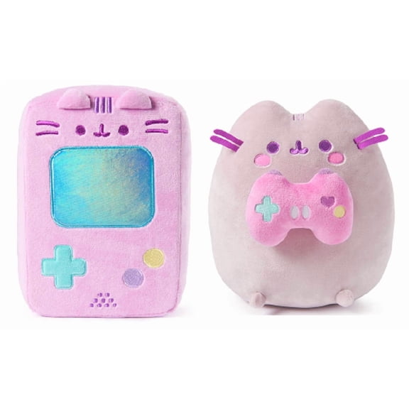 New GUND Pusheen 9.5" Gamer Plush And 9.5" Gamer Handheld Plush Bundle