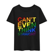 New Gay Pride Can't Even Think Straight Shirt I May Be Straight Casual Short Sleeve Round Neck Tops T-shirts