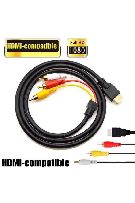 New General Hdmi Male To 3 Rca Video Audio Converter Component Av Adapter Cable Hdtv