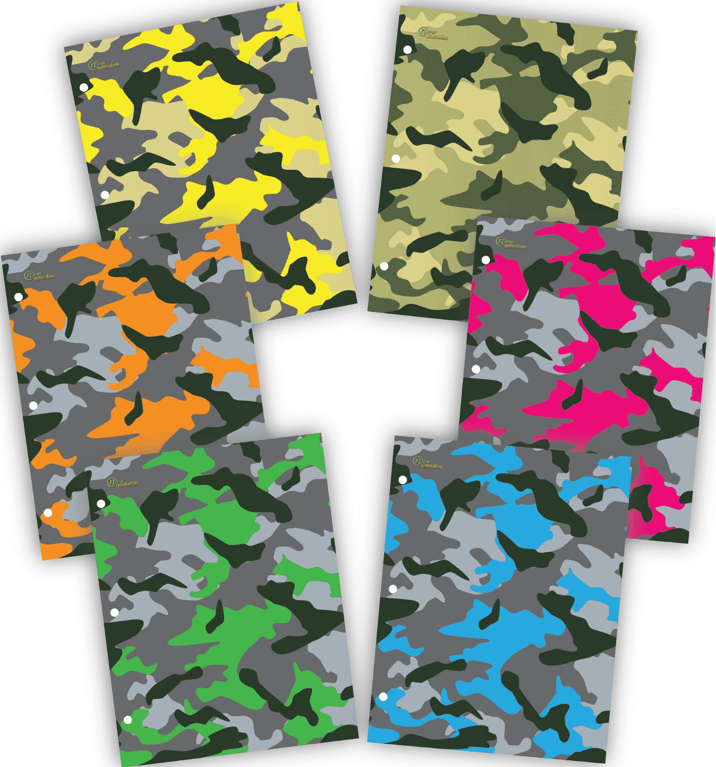 New Generation Camouflage 2-Pocket Folders, 12