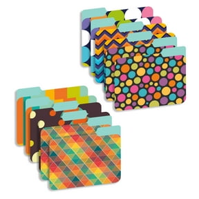 New Generation Decorative Patterns Designs 9.5" x 11.5" 1/3 Cut End Tab File Folders, 12 Count, 12 Pack