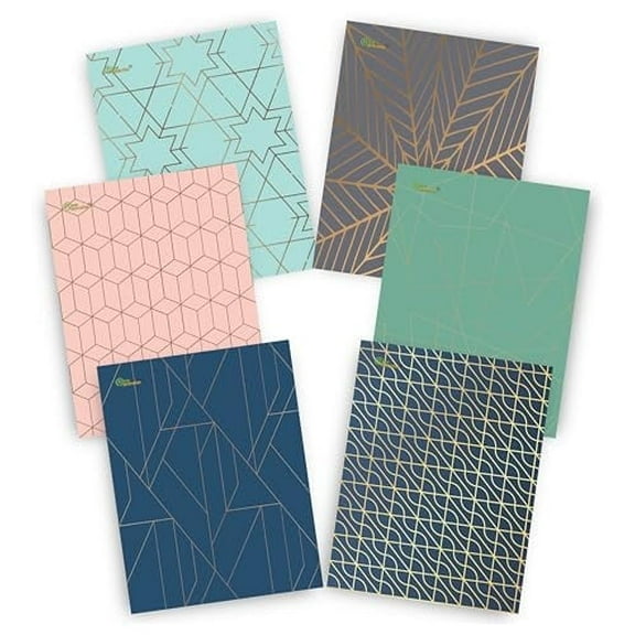 New Generation - Gold Patterns 2 Pocket Folders, with 3 Hole Punch to use with Your Binder, folders are Heavy Duty and Glossy Laminated (6 Pack FOLDERS)