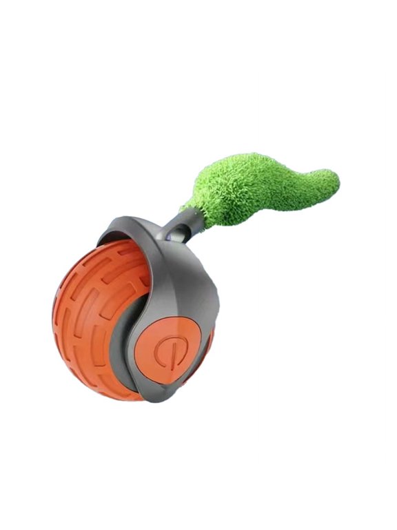 New-Generation Interactive Cat Toy Indoor Smart Interactive Cat Toy Ball Automatic Moving Cat Toy Ball with Tail Orange