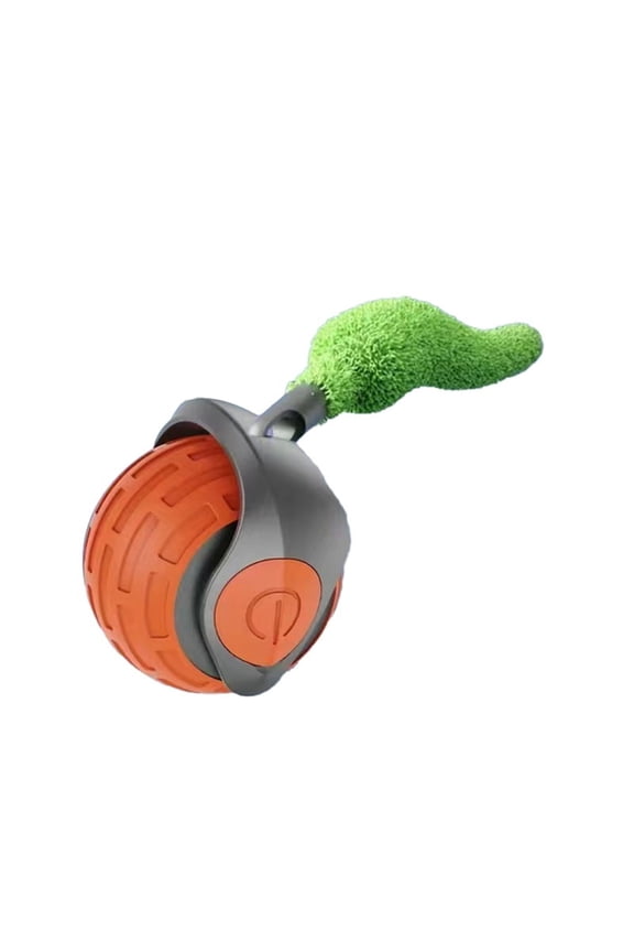 New-Generation Interactive Cat Toy Indoor Smart Interactive Cat Toy Ball Automatic Moving Cat Toy Ball with Tail Orange