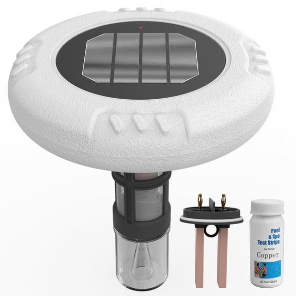 New Generation Solar Pool Ionizer  Integrated Sealed Solar Panel, Floating Pool Maintenance Device for Above-Ground & In-Ground Swimming Pools Up to 40,000 Gallons