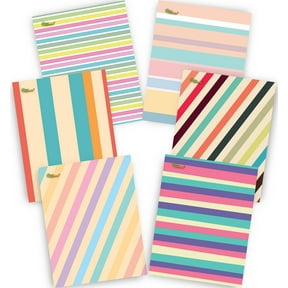 New Generation -Stripes Patterns - 2 Pocket Folders, Assorted Designs Letter Size folders with 3 Hole Punch to use with Your Binder, folders are Heavy Duty and Glossy Laminated (6 Pack FOLDERS)