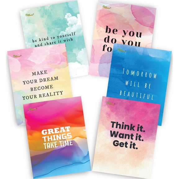 New Generation Water Color Design 2-Pocket Folders, Letter Size, Multicolor, 6 Count