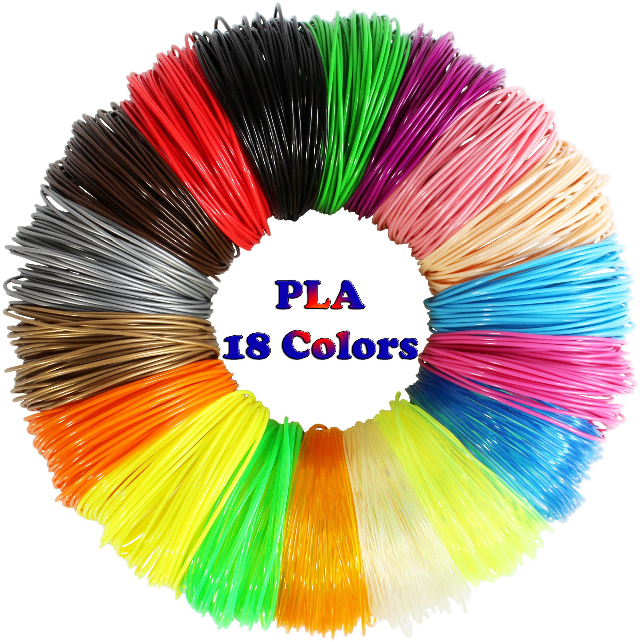 New Genesis Online PLA 3D Printer Filaments with Accessories, for 3D Pens, 18 Colors