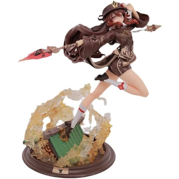 New Genshin Impact Hu Tao, 28CM/11INCH Hu Tao Genshin Impact Fighting Stance Statue PVC Anime Cartoon Character s Collectible