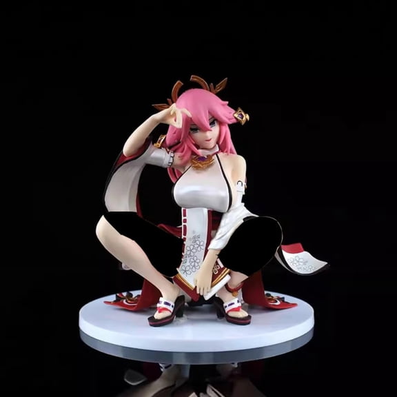 New Genshin Impactmpact Fox Squat Yae Mik (Squat Ver) Character Anime Model Statue Action Figures Desktop Ornament Popular Decorations Fan Souvenirs Creative Gift Collectable