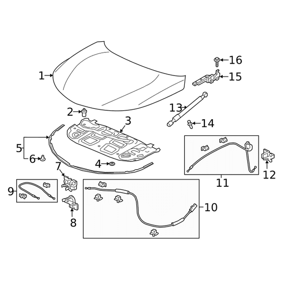 New Genuine Acura RDX Hood Pad Insulator OE 74141TJBA01
