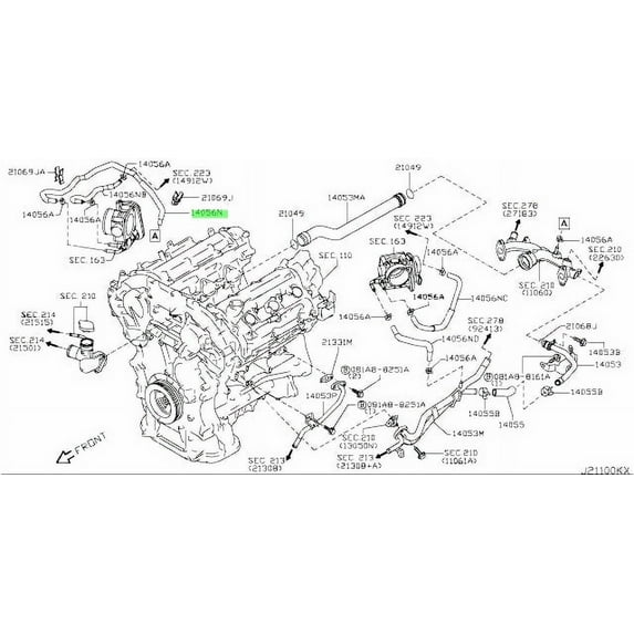 New Genuine Infiniti Engine Coolant Water Hose OE 14056EY01A