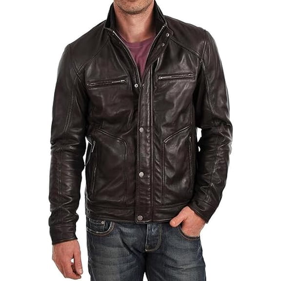 New Genuine Lambskin Black Leather Designer Jacket Motorcycle Biker A452