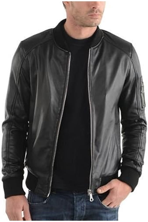 Men Leather Jacket New 100% Genuine Soft Lambskin Slim Biker Bomber Coat A187