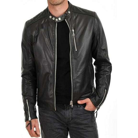 New Genuine Lambskin Leather Designer Jacket Motorcycle Biker Men's S M L XL A146