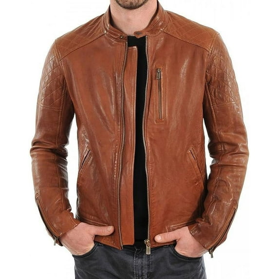 New Genuine Lambskin Leather Designer Jacket Motorcycle Biker Men's S M L XL A147