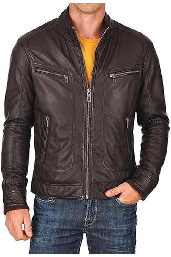 New Genuine Lambskin Leather Designer Jacket Motorcycle Biker Men's S M L XL A148
