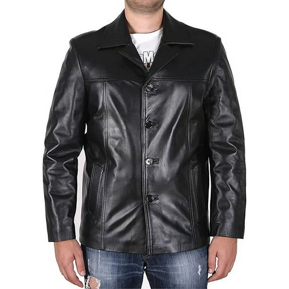 New Men Designer Genuine Lambskin Soft Biker Black Leather Jacket A704