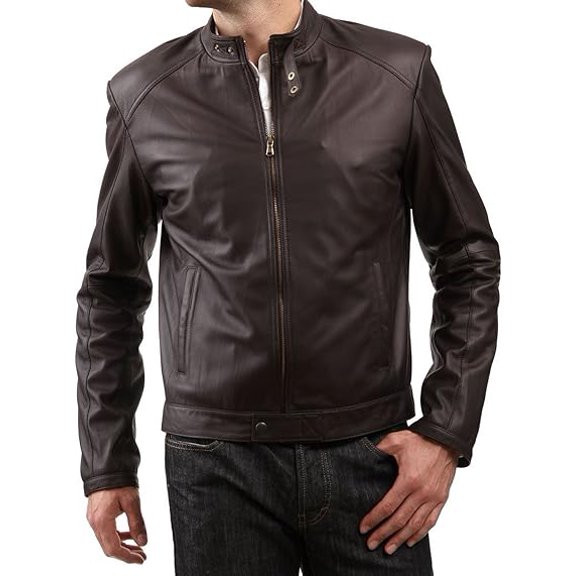 New Men's Genuine Lambskin Leather Brown Slim Fit Biker Motorcycle Jacket A551