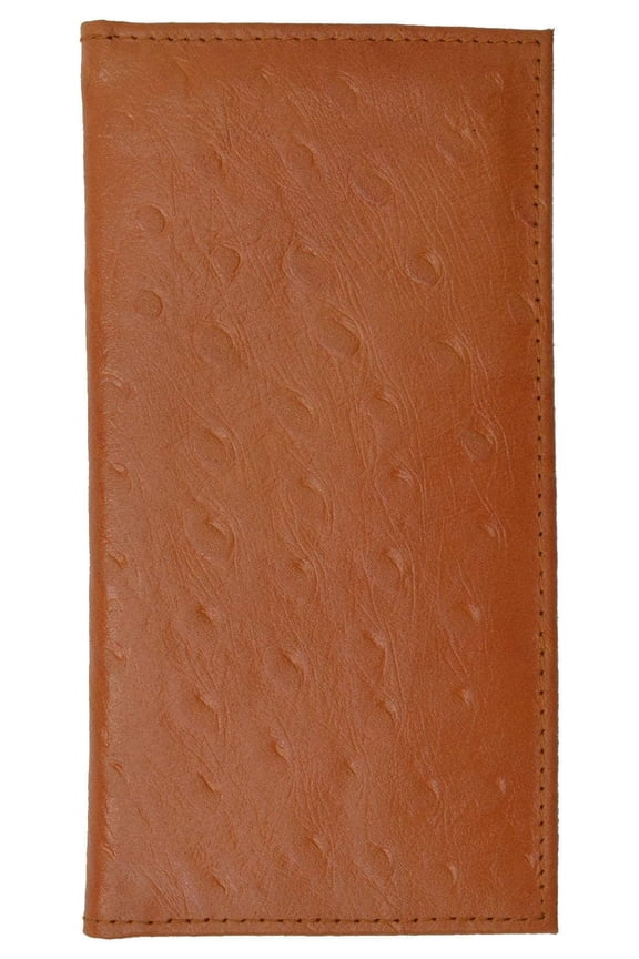 New Genuine Leather Checkbook Cover Case Ostrich Pattern 156 OS (C)