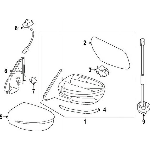 New Genuine Nissan Door Mirror Assy-Lh 963026FL0A / 96302-6FL0A OEM