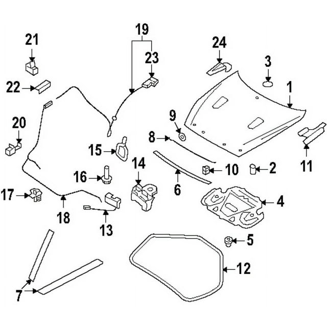 New Genuine Nissan / Infiniti Striker-Hood Lock 656171BA1A OEM