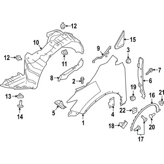 New Genuine Nissan Mudguard-Center,Front Rh 768525AA0A / 76852-5AA0A OEM