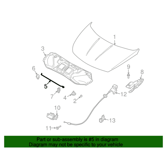 New Genuine Nissan Rod-Hood Support 657715Z000 / 65771-5Z000 OEM