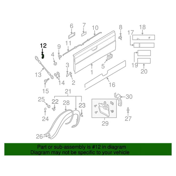 New Genuine Nissan Striker Rear Gate 905703S500 / 90570-3S500 OEM
