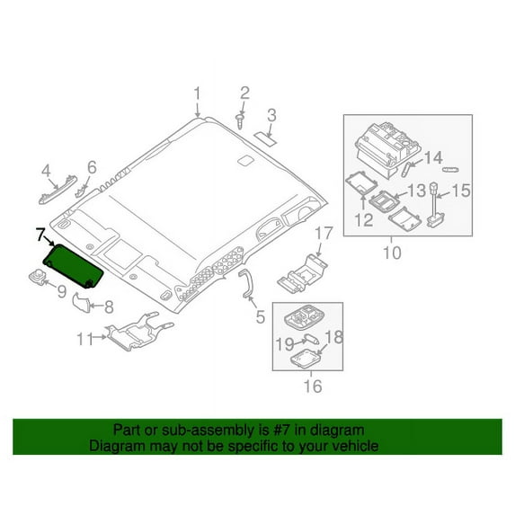 New Genuine Nissan Sun Visor Assy-Rh 964009BF1C / 96400-9BF1C OEM