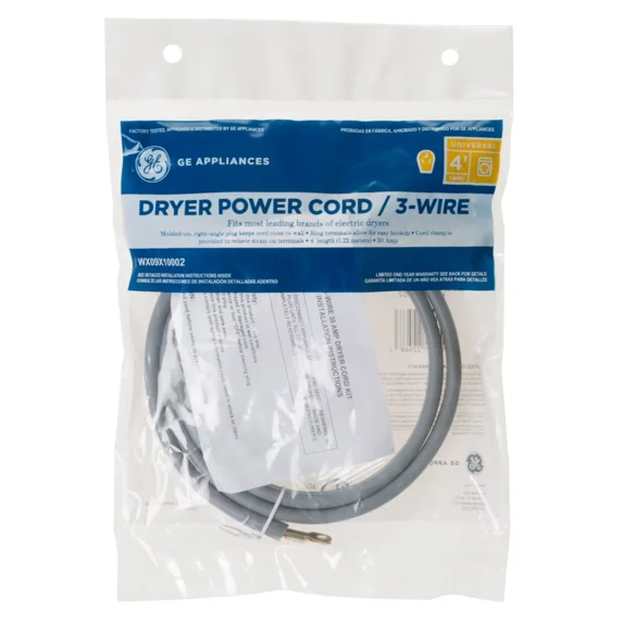 New Genuine Oem Ge Wx09X10002 Dryer Power Cord Universal 3 Wire Plug 4 Feet 30A