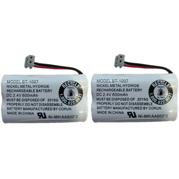 New! Genuine Uniden BBTY0651101 BT-1007 NiMH 600mAh DC 2.4V Cordless Telephone Battery (2-Pack)