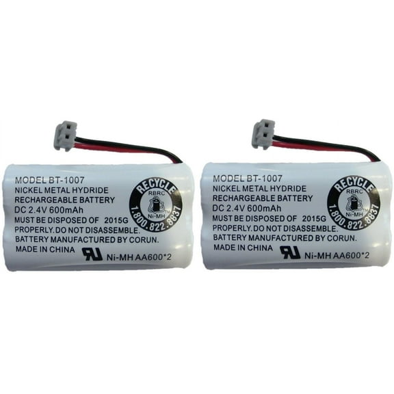 New! Genuine Uniden BBTY0651101 BT-1007 NiMH 600mAh DC 2.4V Cordless Telephone Battery (2-Pack)