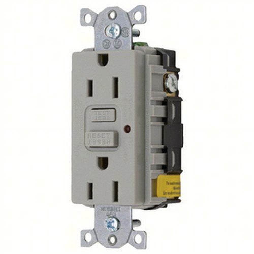 New Gfci Duplex Receptacle With Cover Plate hubbell Gfrst52mgy Gray Rating 15A 125V