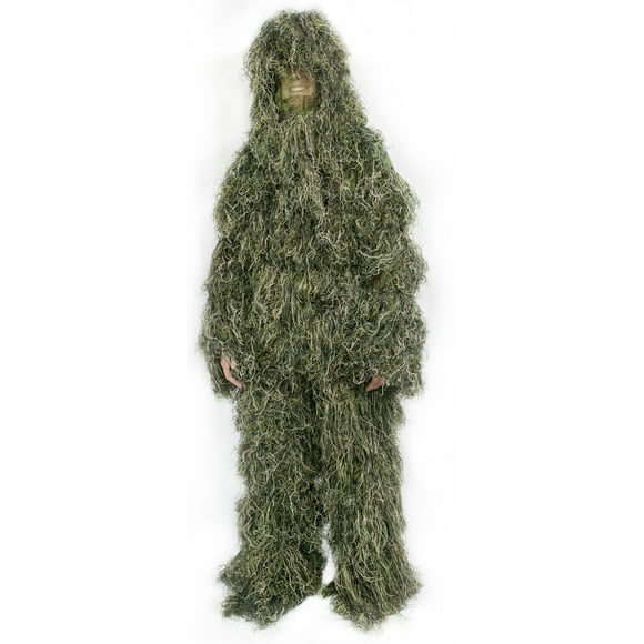 New Ghillie Suit XL/XXL Camo Woodland Camouflage Forest Hunting 4-Piece + Bag