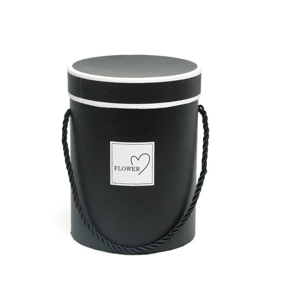 New Gift Box for Flowers – Stylish Black Round Bouquet Packaging Box with Lid, Perfect for Roses, Birthday & Anniversary Presents
