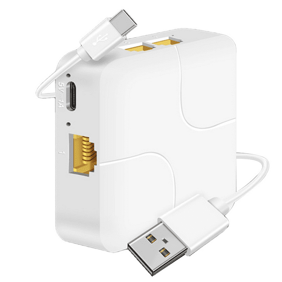 New Gigabit One-To-Four Splitter 1000Mbps Network Distributor Switch Extender Built-in Switching Chip,1x 1/4 splitter 1x usb cable,White