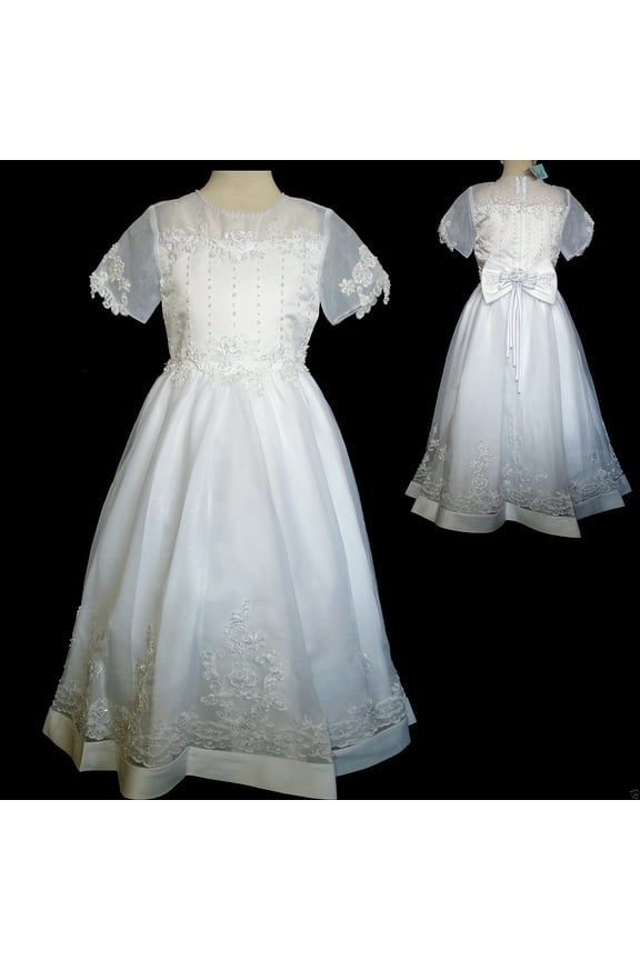 New Girl Wedding Bride maid Pageant 1st Holy Communion Dress White 5 6 7 8 10