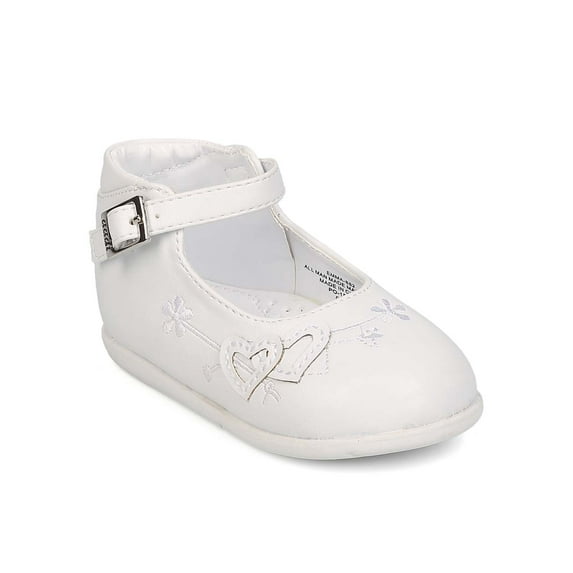 New Girl aadi Emma-882 Leatherette Round toe Heart Decor Ankle Strap Flat