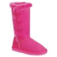 thumbnail image 1 of New Girl's Warm Tall Mid Calf 3 Buttons Faux Sheepskin Fur Kids Shoes Boots (8908-Fuchsia-9 Toddler), 1 of 1
